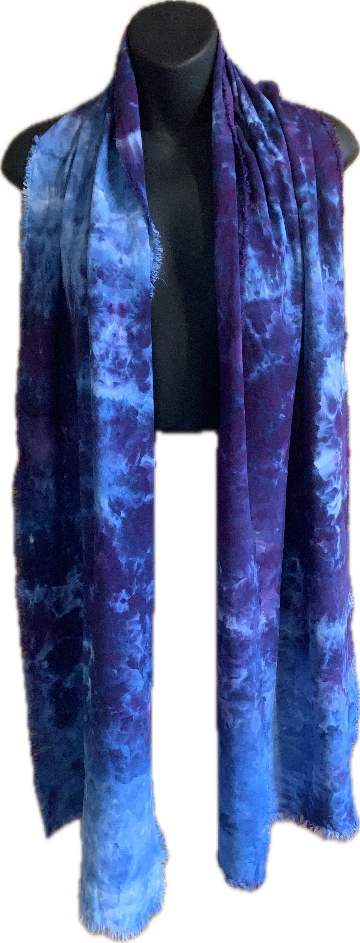 Linen blend hand fringed scarf