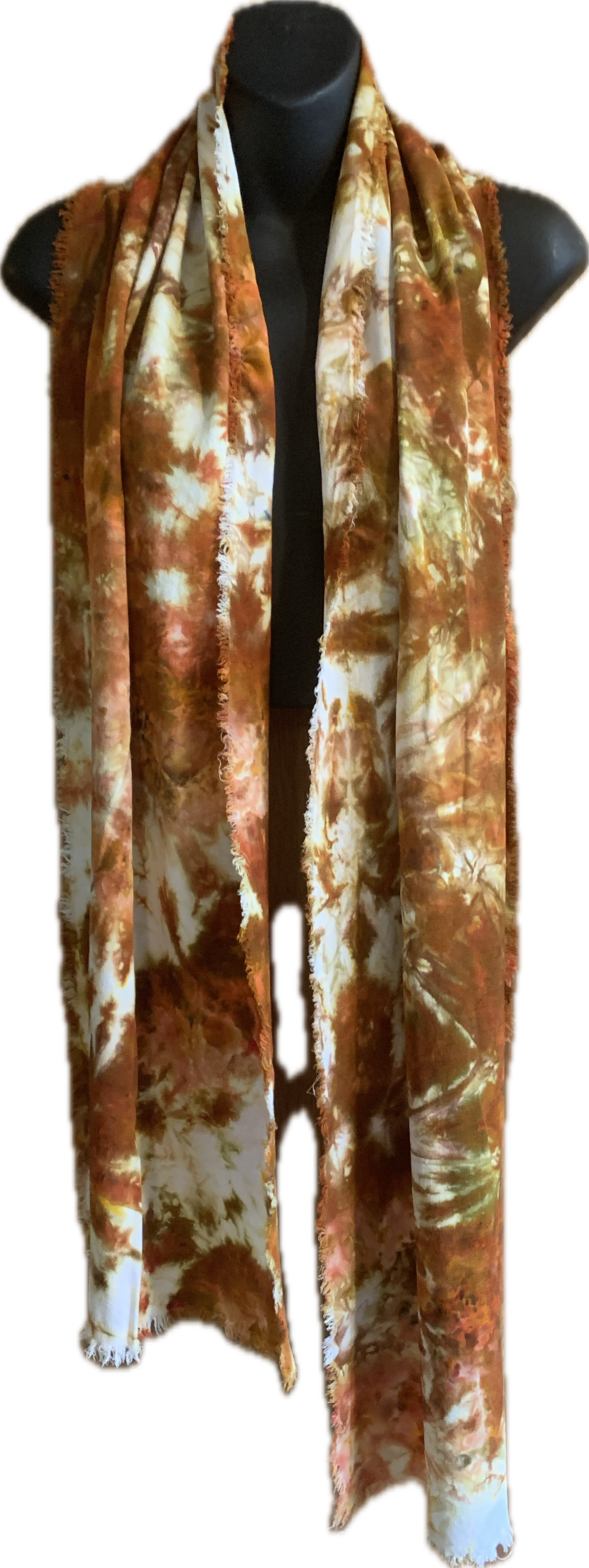 Linen blend hand fringed scarf