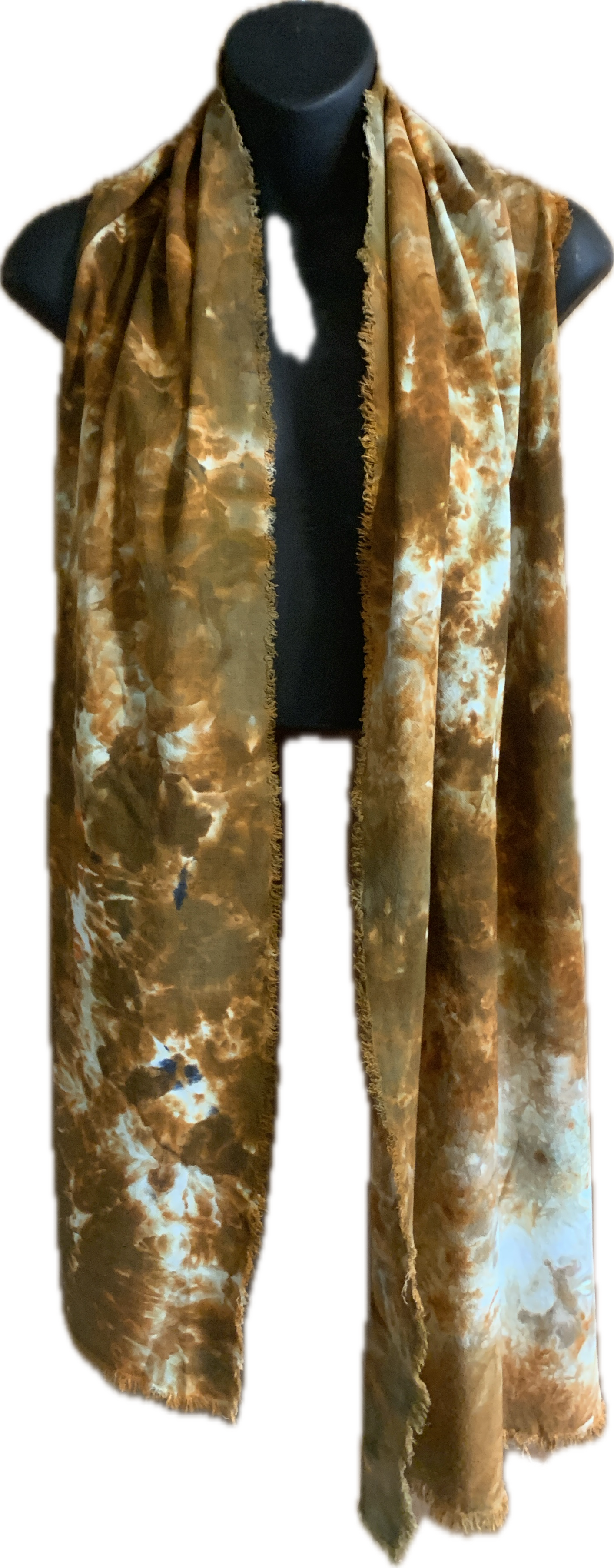 Linen blend hand fringed scarf