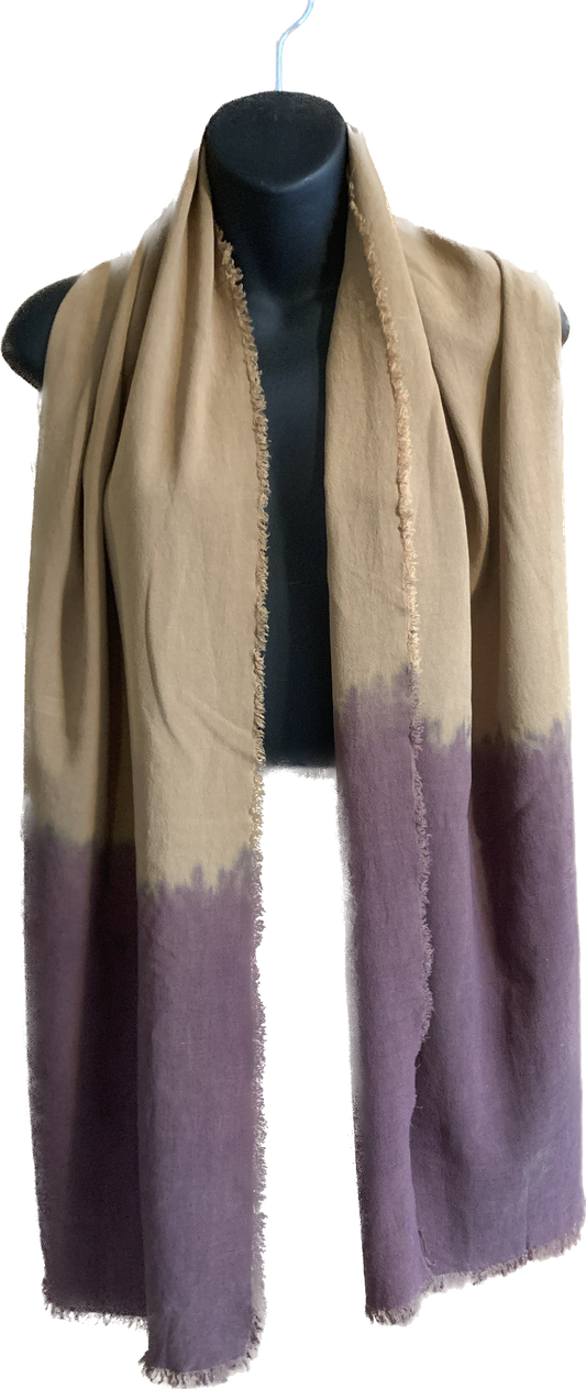 Linen blend hand fringed scarf