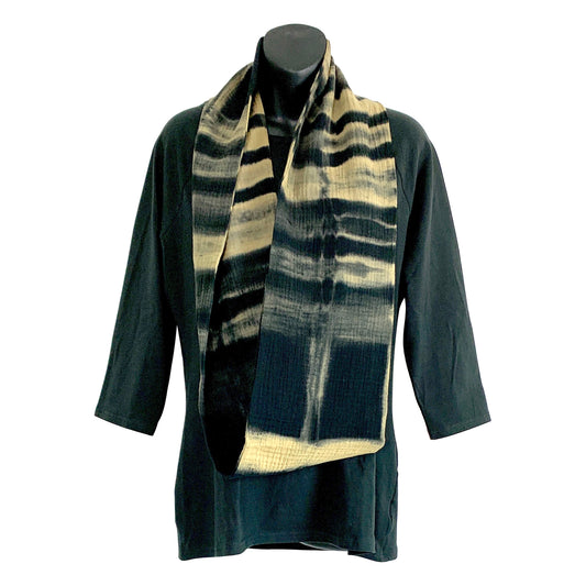 Organic Black Reverse Shibori Scarf