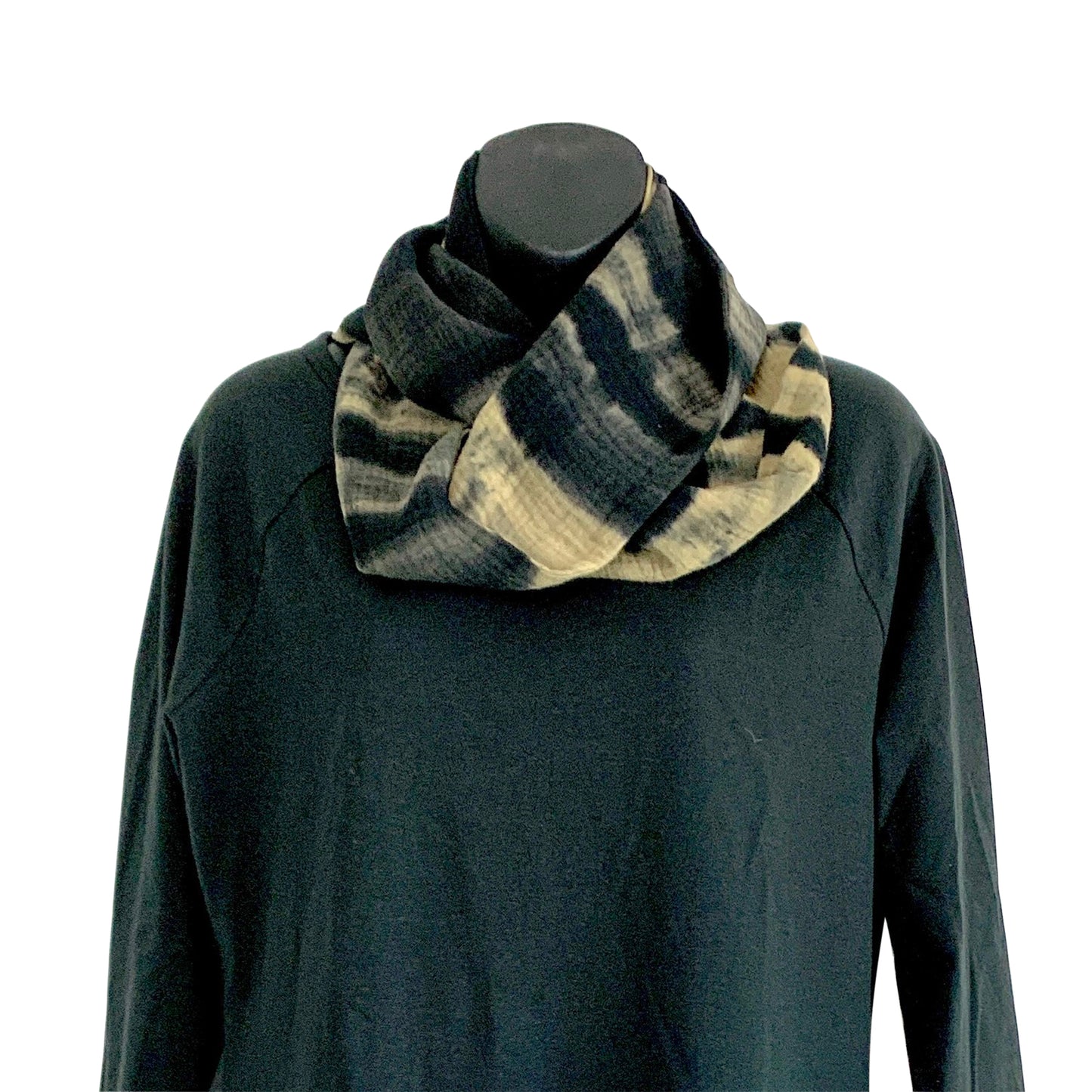 Organic Black Reverse Shibori Scarf