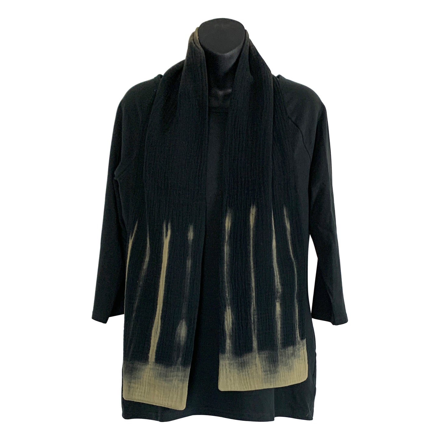 Organic Black Reverse Shibori Scarf