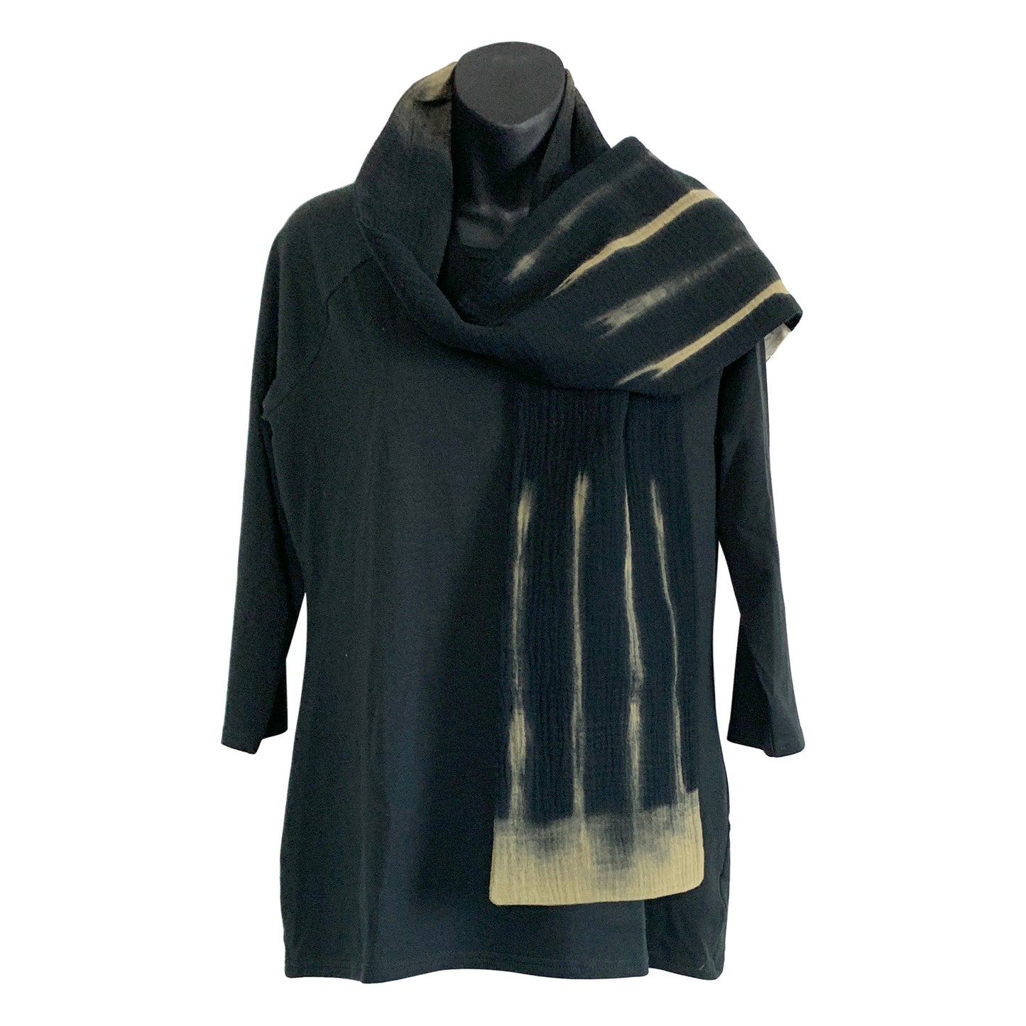 Organic Black Reverse Shibori Scarf