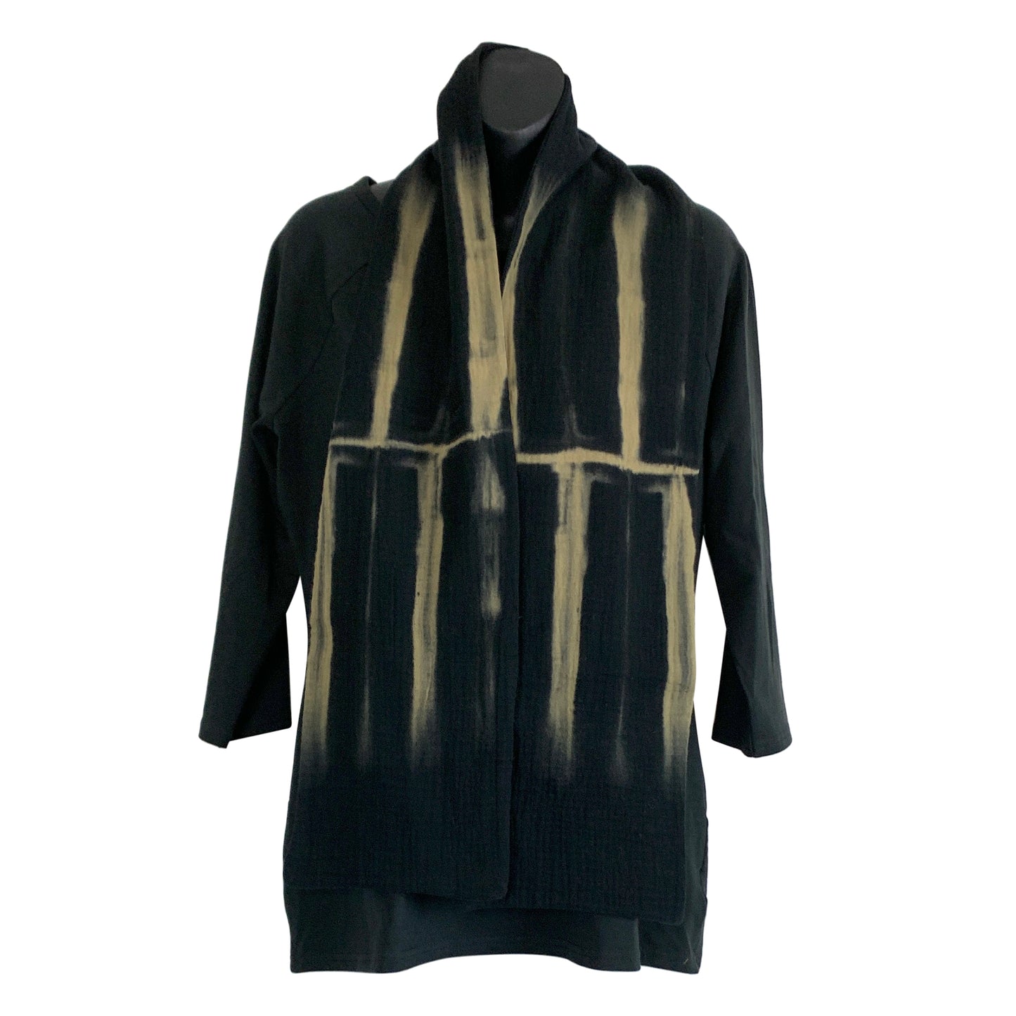 Organic Black Reverse Shibori Scarf