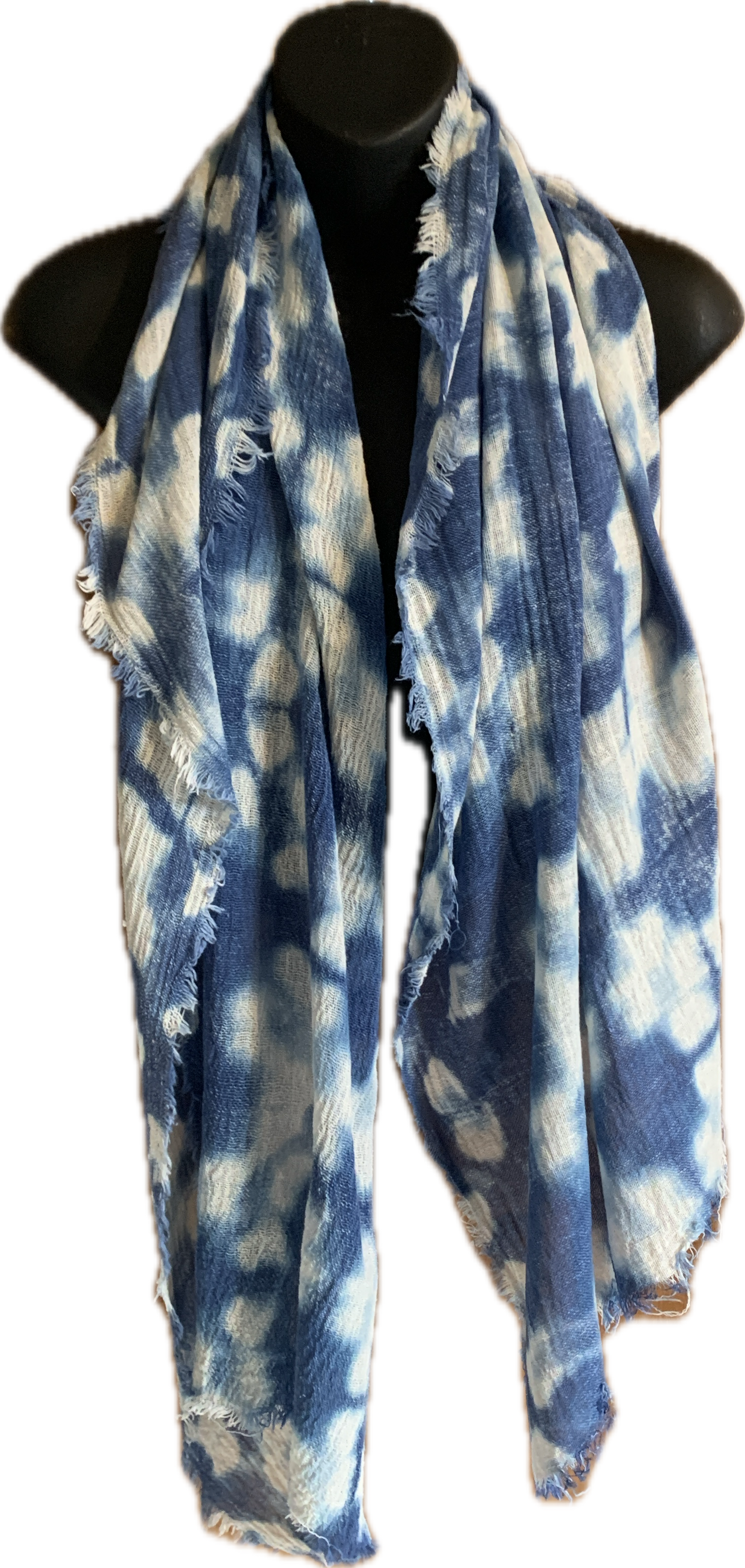 Indigo shibori cotton scarf