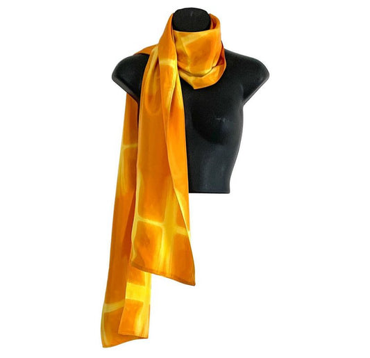 Orange Reverse Shibori Silk Scarf
