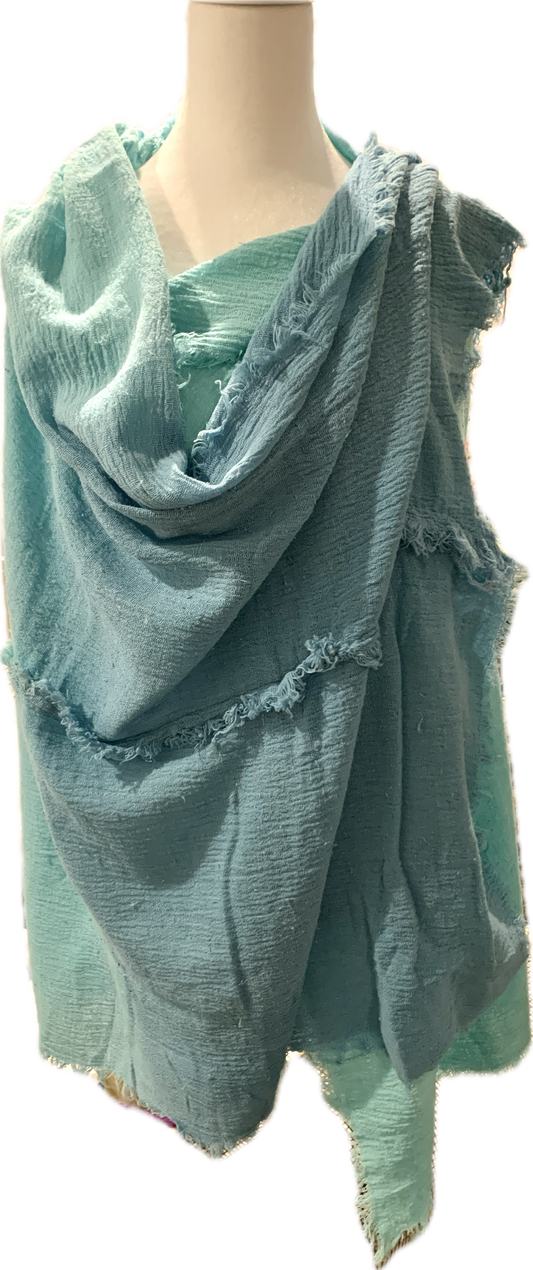 Teal Ombre Cotton Wear-Everywhere Meditation Shawl