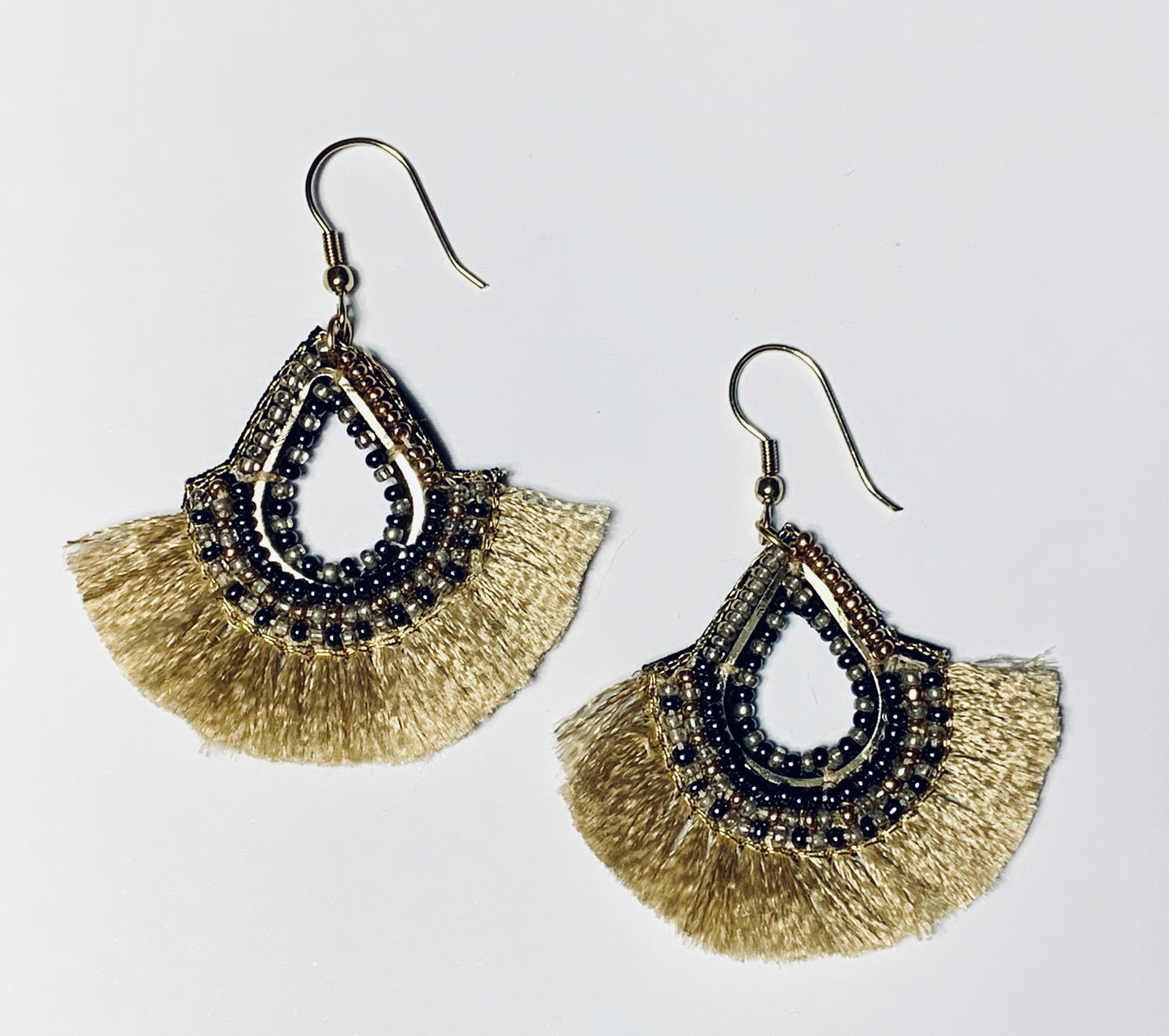 Fair Trade Gold Beaded Fan Earrings