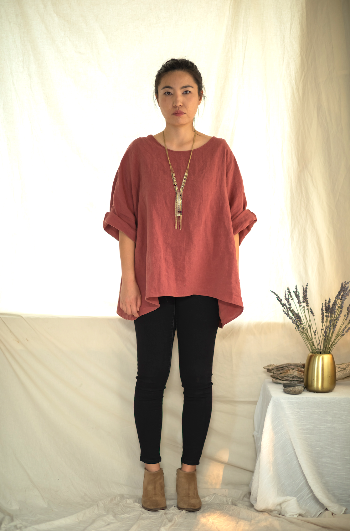 Elm Top in Washed Linen
