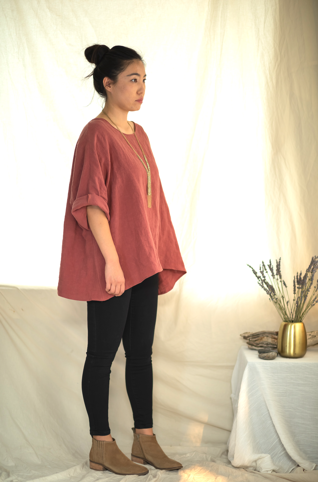 Elm Top in Washed Linen